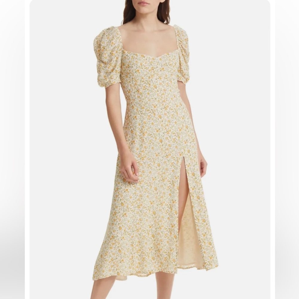 Reformation Bandit Floral Print Slit Dainty Midi Dress- Lima- size 8